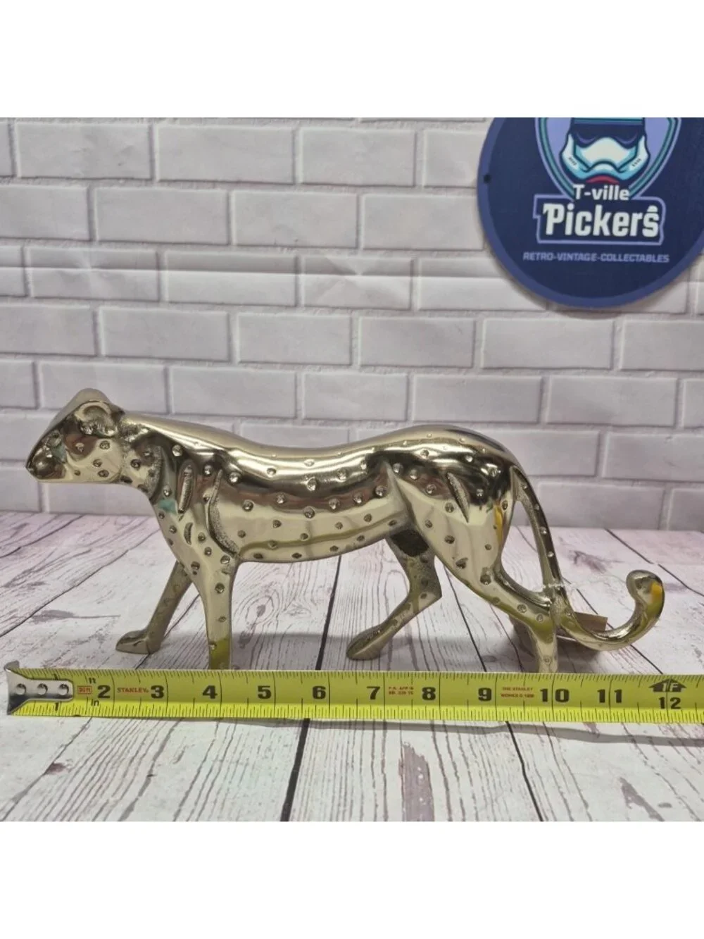 Brass Leopard 12” Figurine Animal Statue Table Office Home Decoration~India New‎